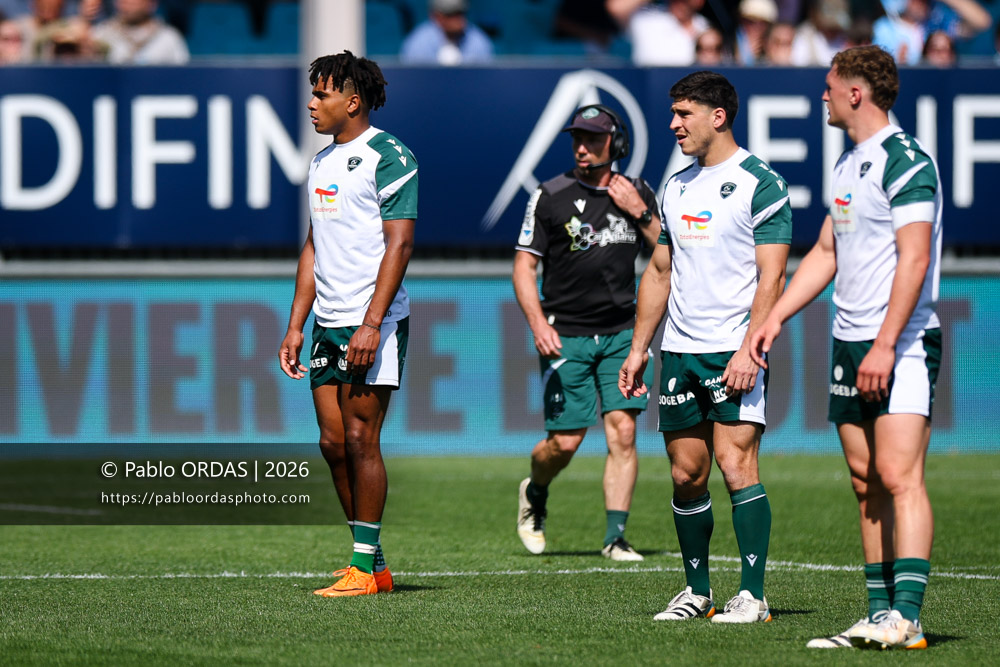 Théo Attissogbe, lors du match de Top 14 entre l'Aviron bayonnais et la Section paloise, le 18 avril 2026 au stade Jean Dauger de Bayonne, France (Photo Pablo ORDAS)