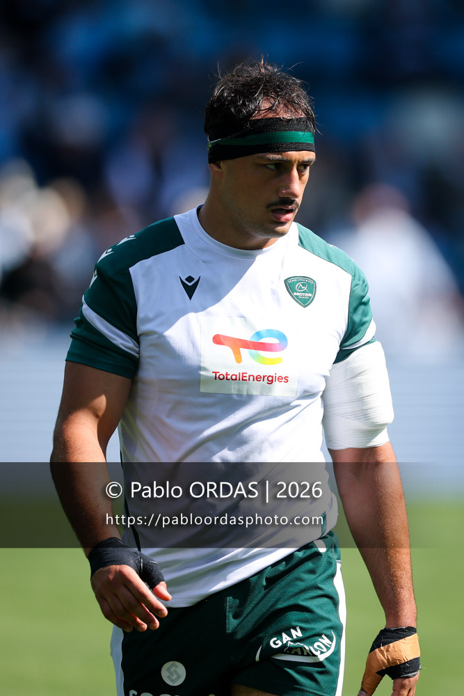 Loïc Crédoz, lors du match de Top 14 entre l'Aviron bayonnais et la Section paloise, le 18 avril 2026 au stade Jean Dauger de Bayonne, France (Photo Pablo ORDAS)
