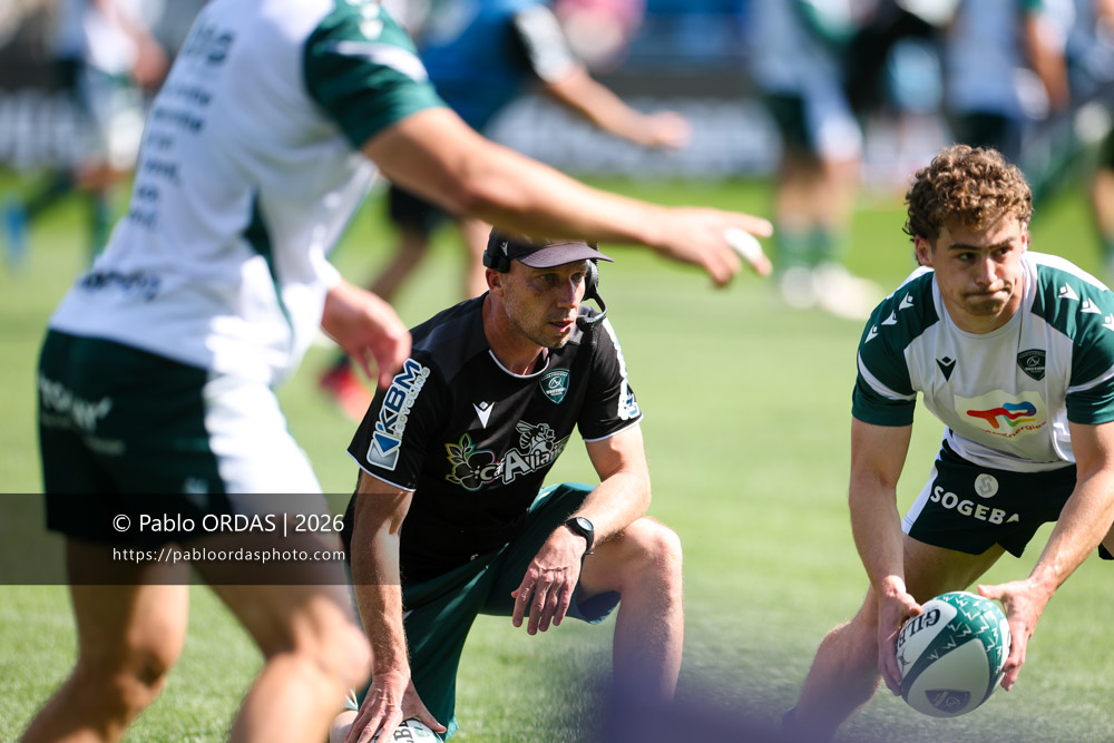 Antoine Nicoud, lors du match de Top 14 entre l'Aviron bayonnais et la Section paloise, le 18 avril 2026 au stade Jean Dauger de Bayonne, France (Photo Pablo ORDAS)