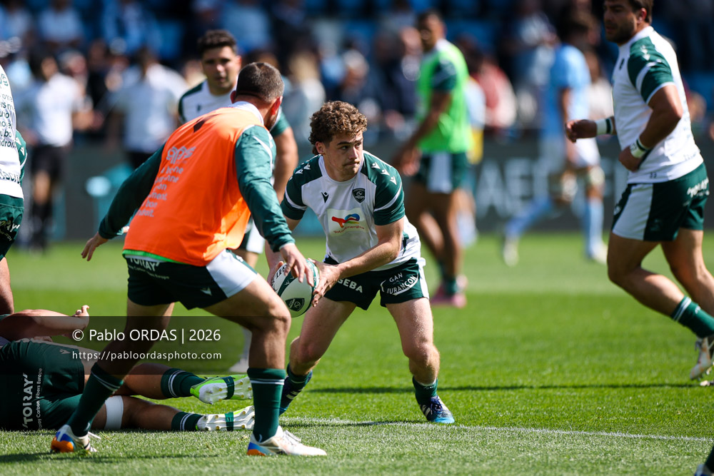 Thomas Souverbie, lors du match de Top 14 entre l'Aviron bayonnais et la Section paloise, le 18 avril 2026 au stade Jean Dauger de Bayonne, France (Photo Pablo ORDAS)
