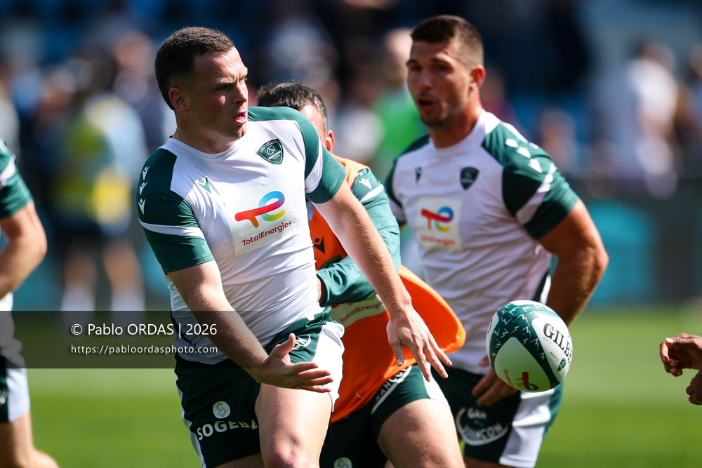 Joe Simmonds, lors du match de Top 14 entre l'Aviron bayonnais et la Section paloise, le 18 avril 2026 au stade Jean Dauger de Bayonne, France (Photo Pablo ORDAS)