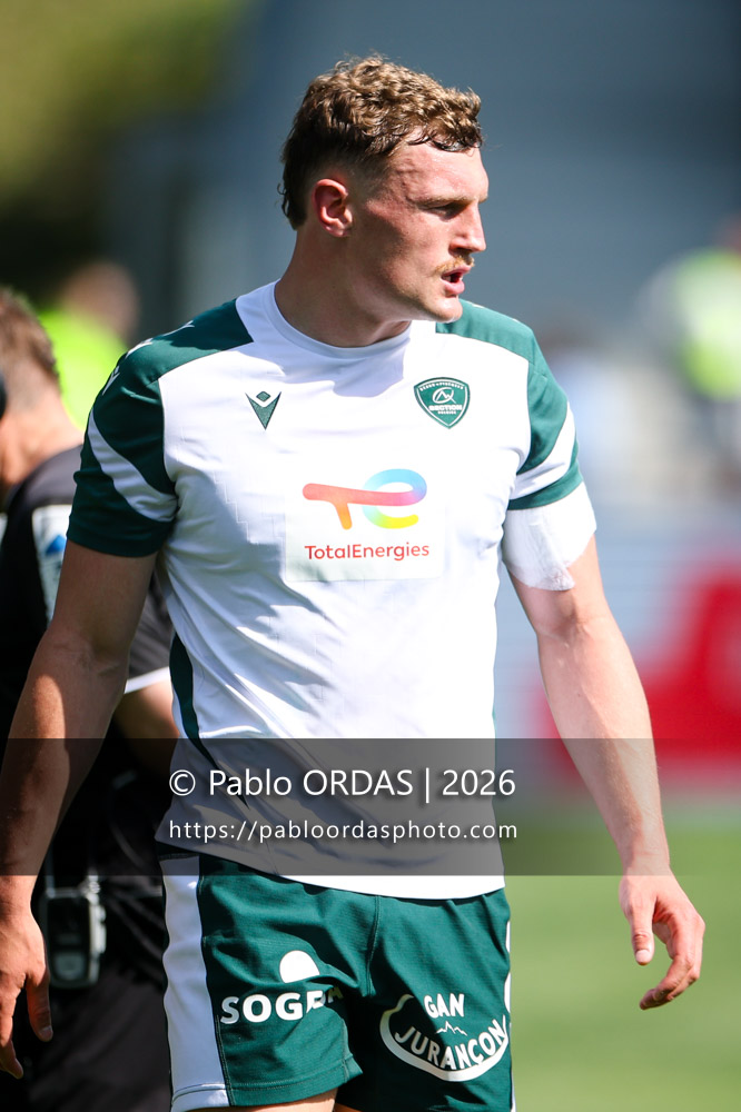 Emilien Gailleton, lors du match de Top 14 entre l'Aviron bayonnais et la Section paloise, le 18 avril 2026 au stade Jean Dauger de Bayonne, France (Photo Pablo ORDAS)