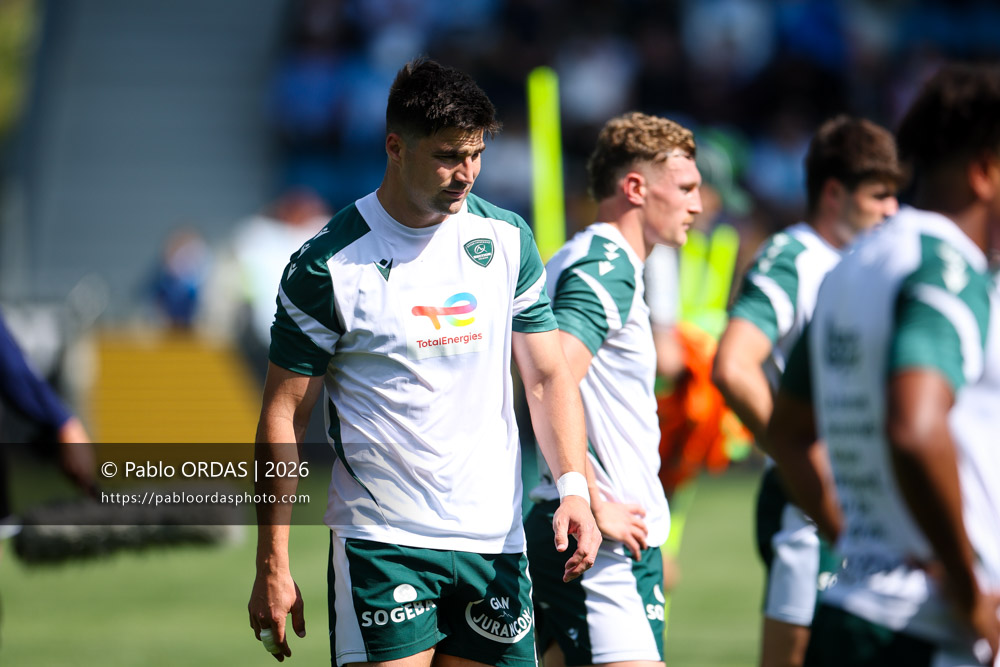 Jack Maddocks, lors du match de Top 14 entre l'Aviron bayonnais et la Section paloise, le 18 avril 2026 au stade Jean Dauger de Bayonne, France (Photo Pablo ORDAS)