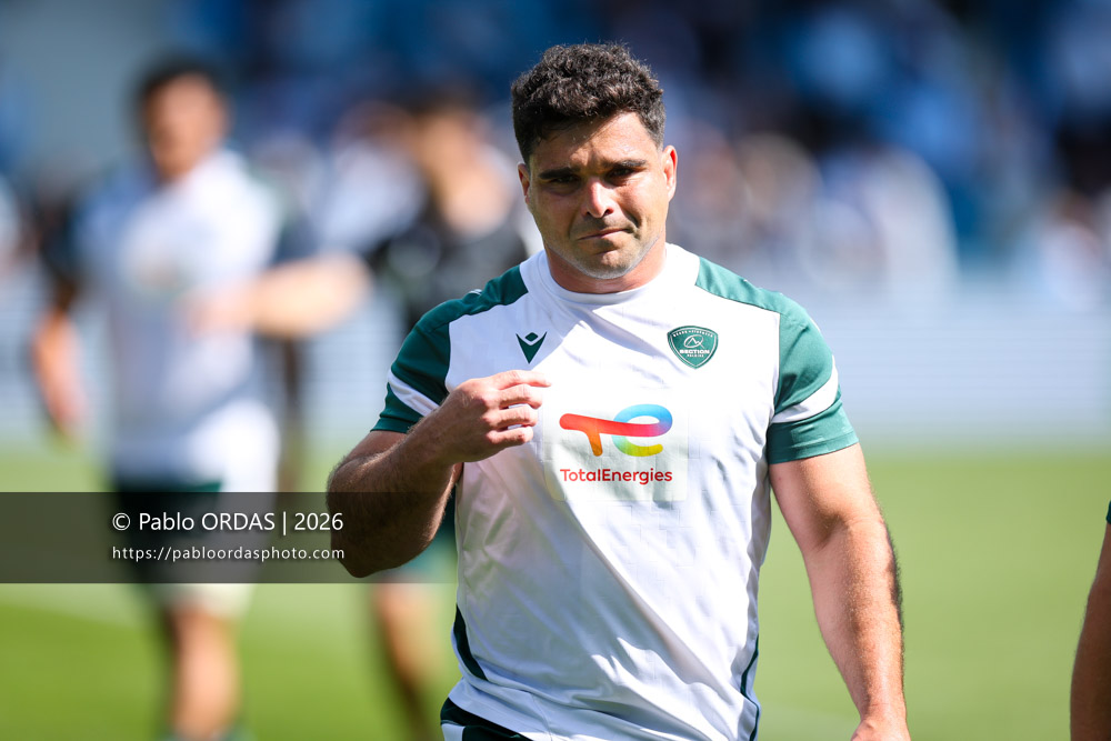 Lucas Rey, lors du match de Top 14 entre l'Aviron bayonnais et la Section paloise, le 18 avril 2026 au stade Jean Dauger de Bayonne, France (Photo Pablo ORDAS)