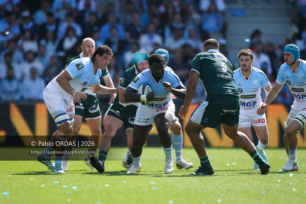 Andy Bordelai, lors du match de Top 14 entre l'Aviron bayonnais et la Section paloise, le 18 avril 2026 au stade Jean Dauger de Bayonne, France (Photo Pablo ORDAS)