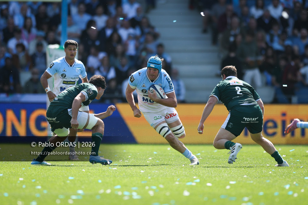 Arthur Iturria, lors du match de Top 14 entre l'Aviron bayonnais et la Section paloise, le 18 avril 2026 au stade Jean Dauger de Bayonne, France (Photo Pablo ORDAS)