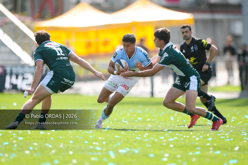 Tom Spring, lors du match de Top 14 entre l'Aviron bayonnais et la Section paloise, le 18 avril 2026 au stade Jean Dauger de Bayonne, France (Photo Pablo ORDAS)