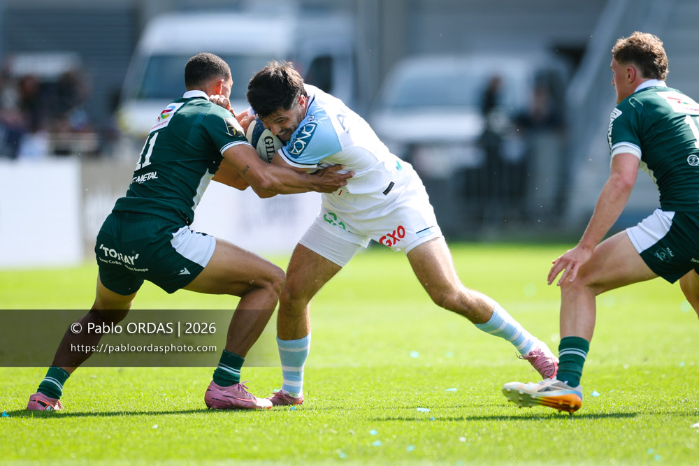 Yohan Orabé, lors du match de Top 14 entre l'Aviron bayonnais et la Section paloise, le 18 avril 2026 au stade Jean Dauger de Bayonne, France (Photo Pablo ORDAS)