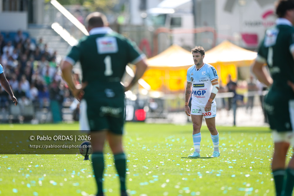 Baptiste Germain, lors du match de Top 14 entre l'Aviron bayonnais et la Section paloise, le 18 avril 2026 au stade Jean Dauger de Bayonne, France (Photo Pablo ORDAS)