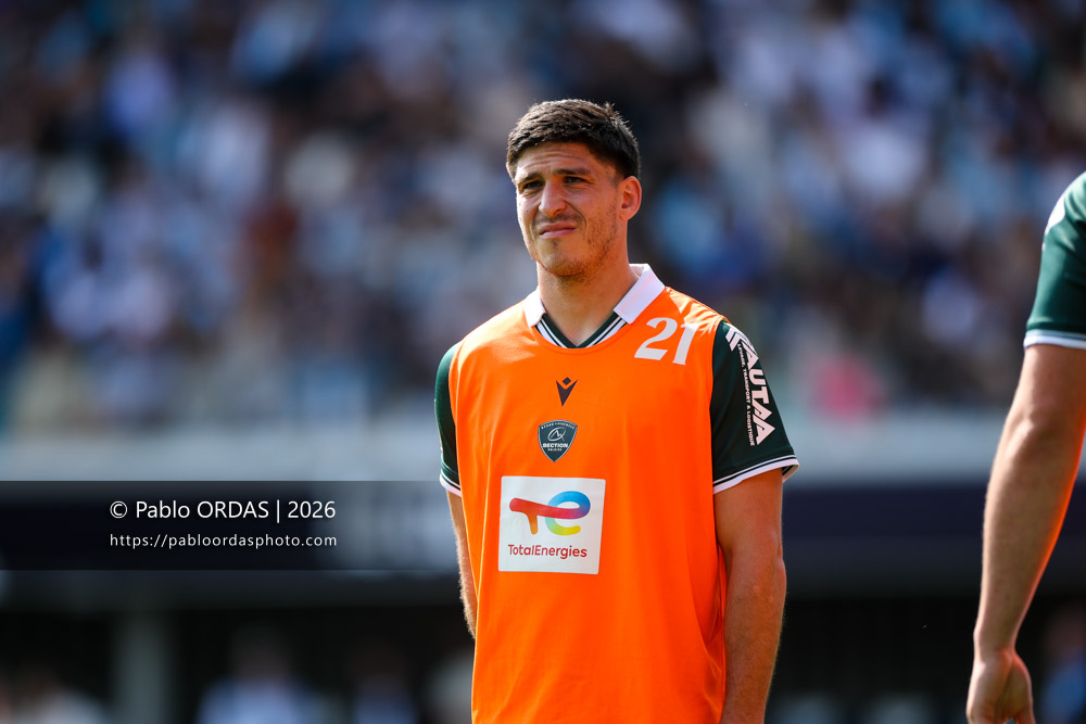Thibault Daubagna, lors du match de Top 14 entre l'Aviron bayonnais et la Section paloise, le 18 avril 2026 au stade Jean Dauger de Bayonne, France (Photo Pablo ORDAS)