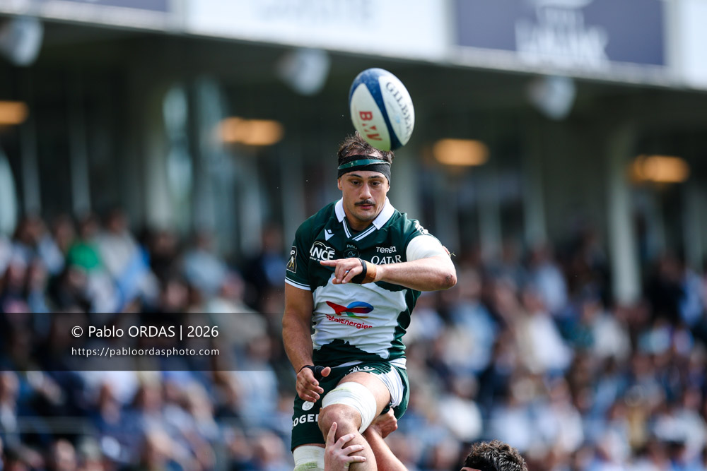 Loïc Crédoz, lors du match de Top 14 entre l'Aviron bayonnais et la Section paloise, le 18 avril 2026 au stade Jean Dauger de Bayonne, France (Photo Pablo ORDAS)