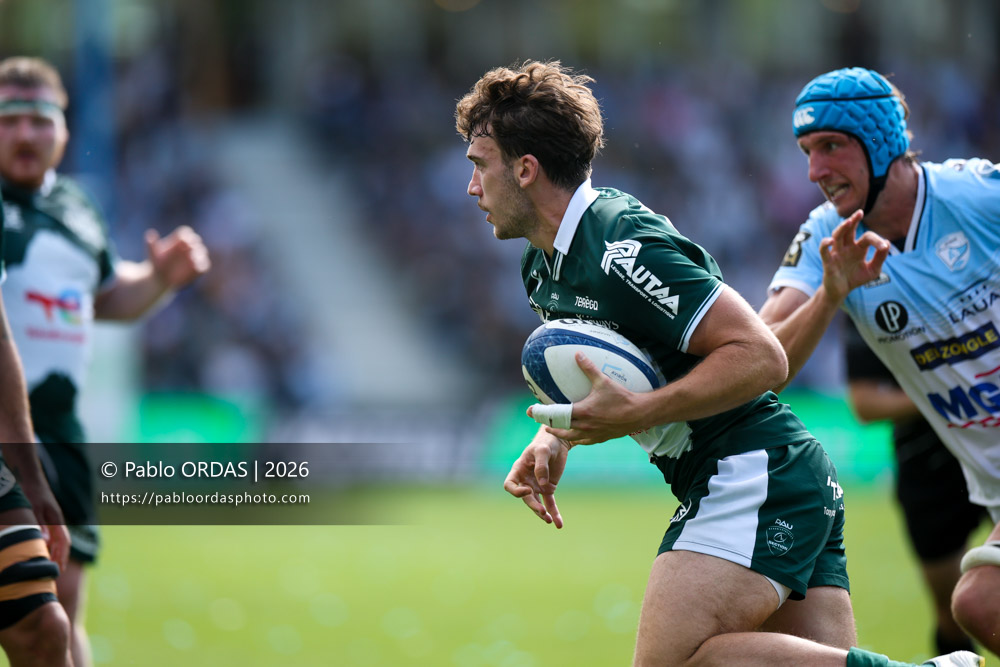 Fabien Brau-Boirie, lors du match de Top 14 entre l'Aviron bayonnais et la Section paloise, le 18 avril 2026 au stade Jean Dauger de Bayonne, France (Photo Pablo ORDAS)