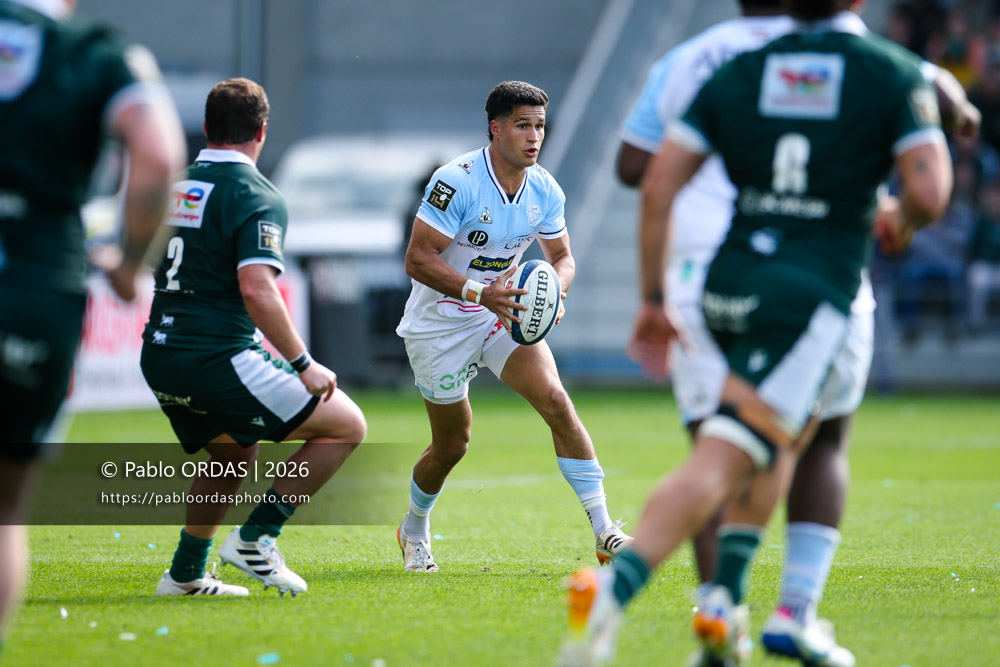 Tom Spring, lors du match de Top 14 entre l'Aviron bayonnais et la Section paloise, le 18 avril 2026 au stade Jean Dauger de Bayonne, France (Photo Pablo ORDAS)