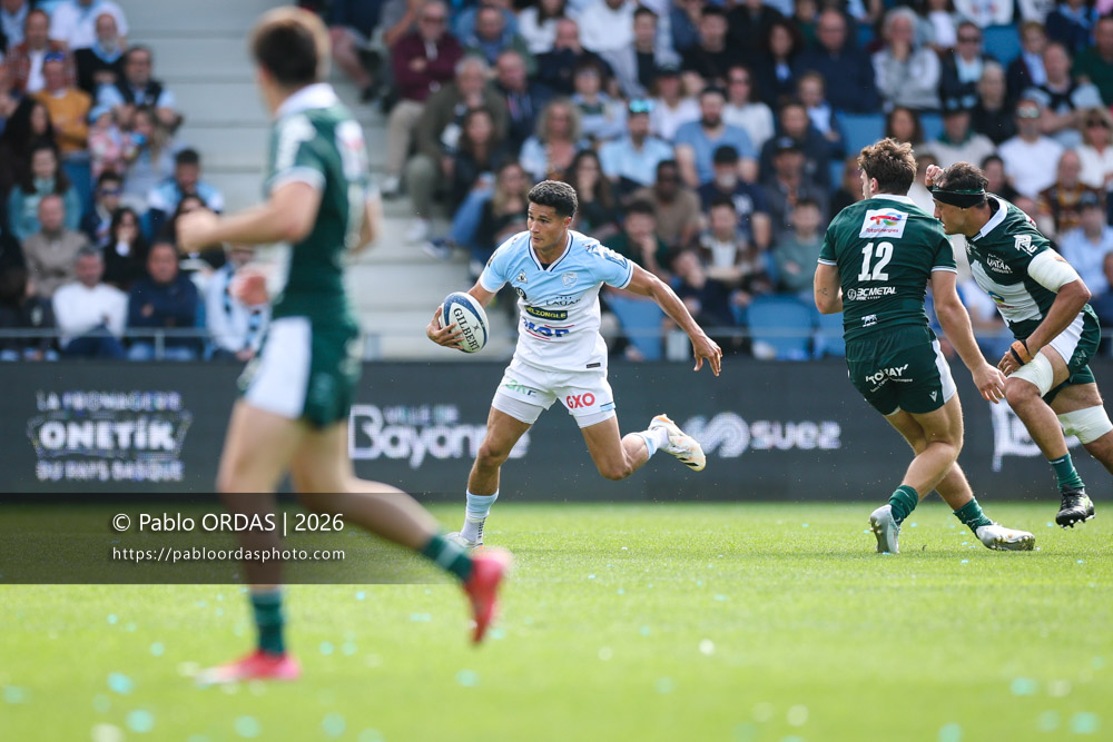 Tom Spring, lors du match de Top 14 entre l'Aviron bayonnais et la Section paloise, le 18 avril 2026 au stade Jean Dauger de Bayonne, France (Photo Pablo ORDAS)