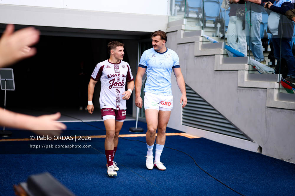 Xan Mousques, Esteban Capilla, lors du match de Top 14 entre l'Aviron bayonnais et l'Union Bordeaux Bègles, le 9 mai 2026 au stade Jean Dauger de Bayonne, France (Photo Pablo ORDAS)