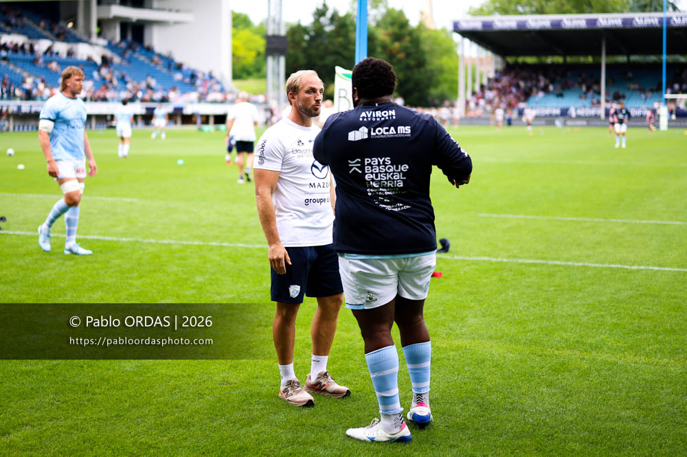 Jean Monribot, lors du match de Top 14 entre l'Aviron bayonnais et l'Union Bordeaux Bègles, le 9 mai 2026 au stade Jean Dauger de Bayonne, France (Photo Pablo ORDAS)