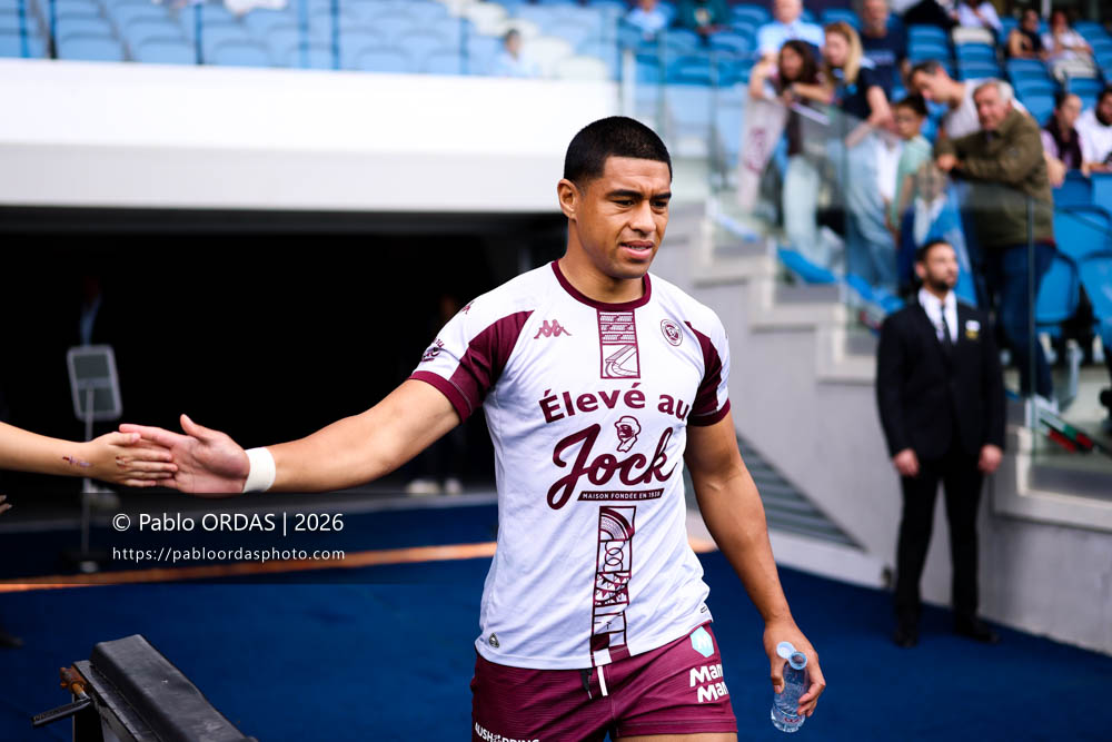 Salesi Rayasi, lors du match de Top 14 entre l'Aviron bayonnais et l'Union Bordeaux Bègles, le 9 mai 2026 au stade Jean Dauger de Bayonne, France (Photo Pablo ORDAS)