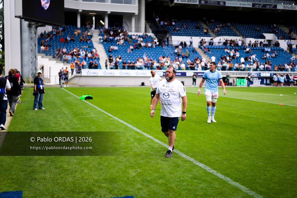 Stéphane Barberena, lors du match de Top 14 entre l'Aviron bayonnais et l'Union Bordeaux Bègles, le 9 mai 2026 au stade Jean Dauger de Bayonne, France (Photo Pablo ORDAS)