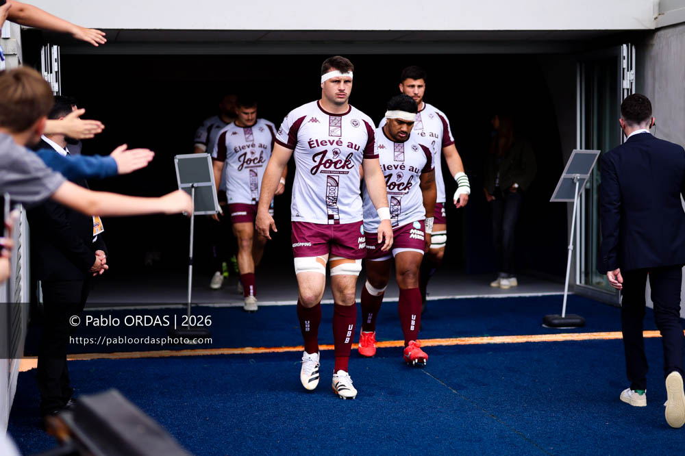 Bastien Vergnes-Taillefer, lors du match de Top 14 entre l'Aviron bayonnais et l'Union Bordeaux Bègles, le 9 mai 2026 au stade Jean Dauger de Bayonne, France (Photo Pablo ORDAS)
