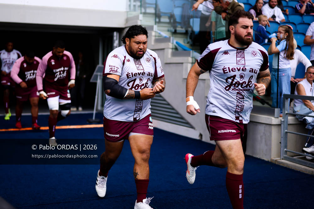 Ben Tameifuna, lors du match de Top 14 entre l'Aviron bayonnais et l'Union Bordeaux Bègles, le 9 mai 2026 au stade Jean Dauger de Bayonne, France (Photo Pablo ORDAS)