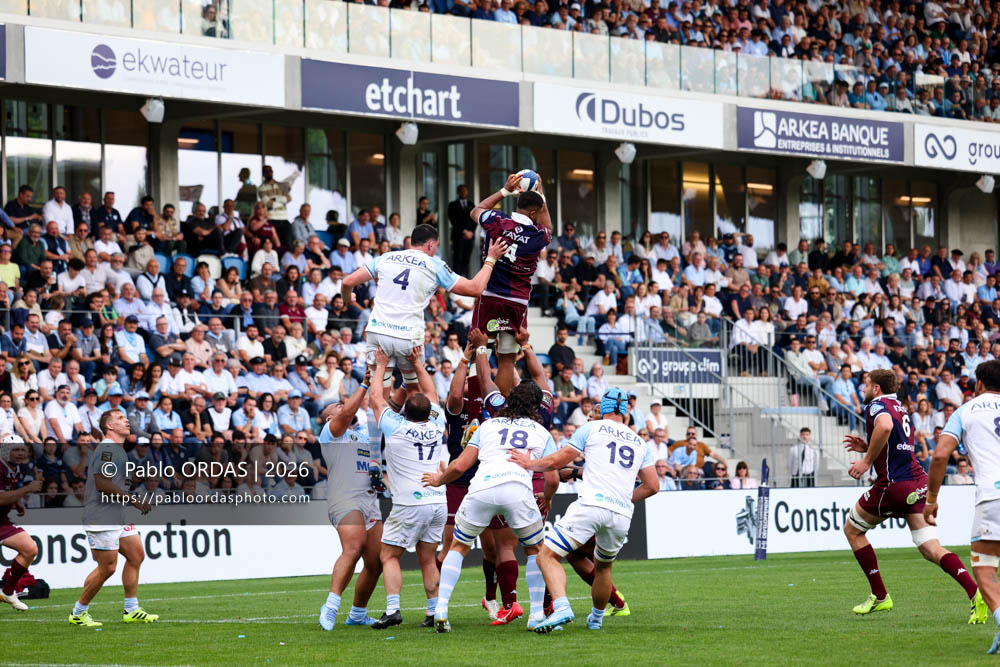 Boris Palu, lors du match de Top 14 entre l'Aviron bayonnais et l'Union Bordeaux Bègles, le 9 mai 2026 au stade Jean Dauger de Bayonne, France (Photo Pablo ORDAS)