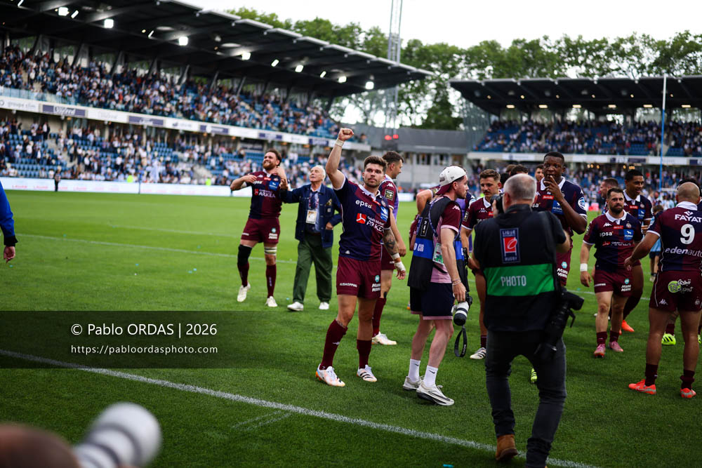 Matthieu Jalibert, lors du match de Top 14 entre l'Aviron bayonnais et l'Union Bordeaux Bègles, le 9 mai 2026 au stade Jean Dauger de Bayonne, France (Photo Pablo ORDAS)