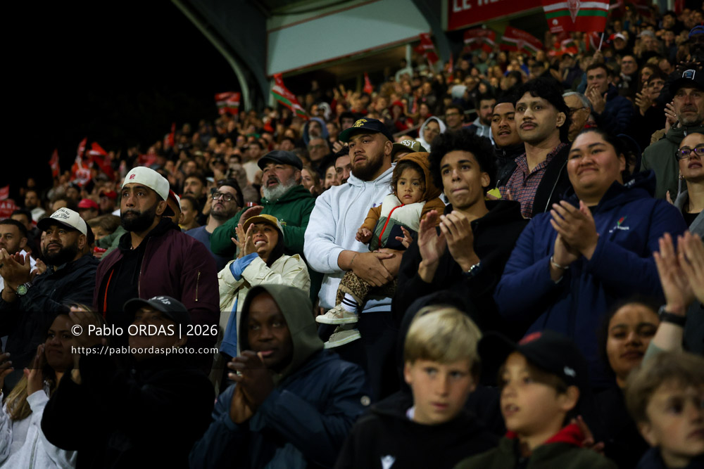 Emmanuel Meafou, lors du match de Pro D2 entre le Biarritz olympique et Carcassonne, le 15 mai 2026 au stade Aguiléra de Biarritz, France (Photo Pablo ORDAS)