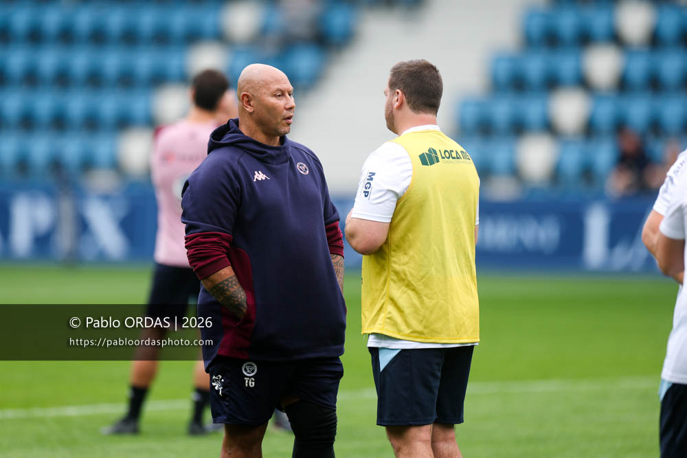 Thibault Giroud, lors du match de Top 14 entre l'Aviron bayonnais et l'Union Bordeaux Bègles, le 9 mai 2026 au stade Jean Dauger de Bayonne, France (Photo Pablo ORDAS)