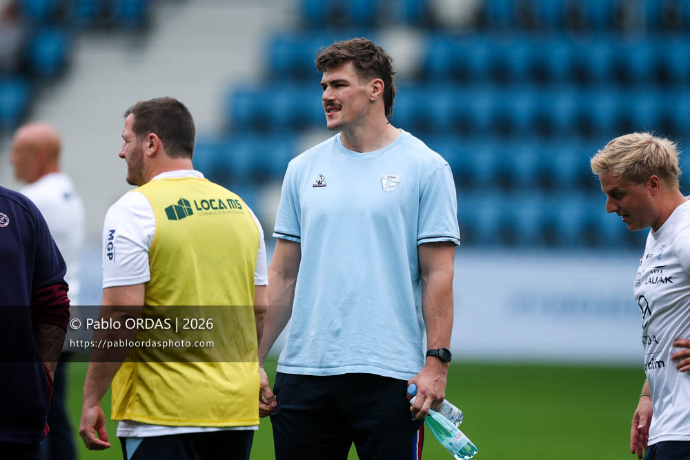 Baptiste Héguy, lors du match de Top 14 entre l'Aviron bayonnais et l'Union Bordeaux Bègles, le 9 mai 2026 au stade Jean Dauger de Bayonne, France (Photo Pablo ORDAS)