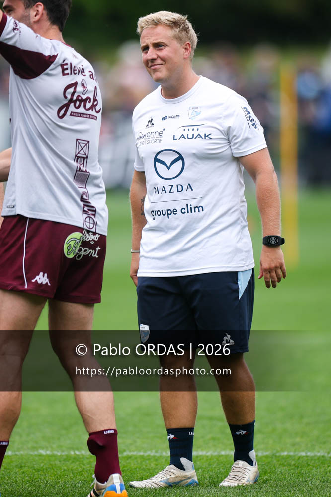 Arnaud Baratchart, lors du match de Top 14 entre l'Aviron bayonnais et l'Union Bordeaux Bègles, le 9 mai 2026 au stade Jean Dauger de Bayonne, France (Photo Pablo ORDAS)