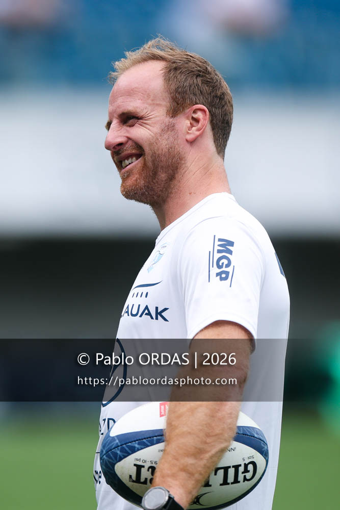 Nick Abendanon, lors du match de Top 14 entre l'Aviron bayonnais et l'Union Bordeaux Bègles, le 9 mai 2026 au stade Jean Dauger de Bayonne, France (Photo Pablo ORDAS)