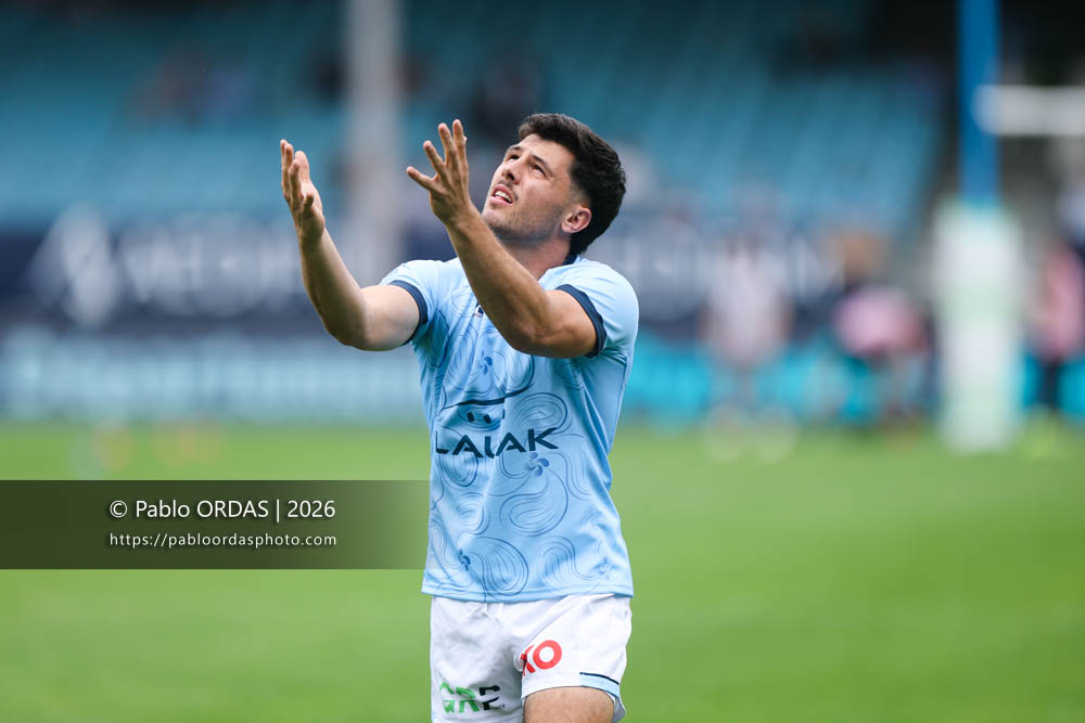 Yohan Orabé, lors du match de Top 14 entre l'Aviron bayonnais et l'Union Bordeaux Bègles, le 9 mai 2026 au stade Jean Dauger de Bayonne, France (Photo Pablo ORDAS)