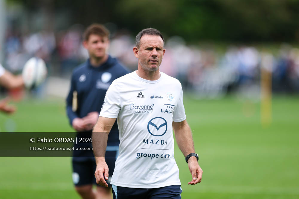 Gerard Fraser, lors du match de Top 14 entre l'Aviron bayonnais et l'Union Bordeaux Bègles, le 9 mai 2026 au stade Jean Dauger de Bayonne, France (Photo Pablo ORDAS)