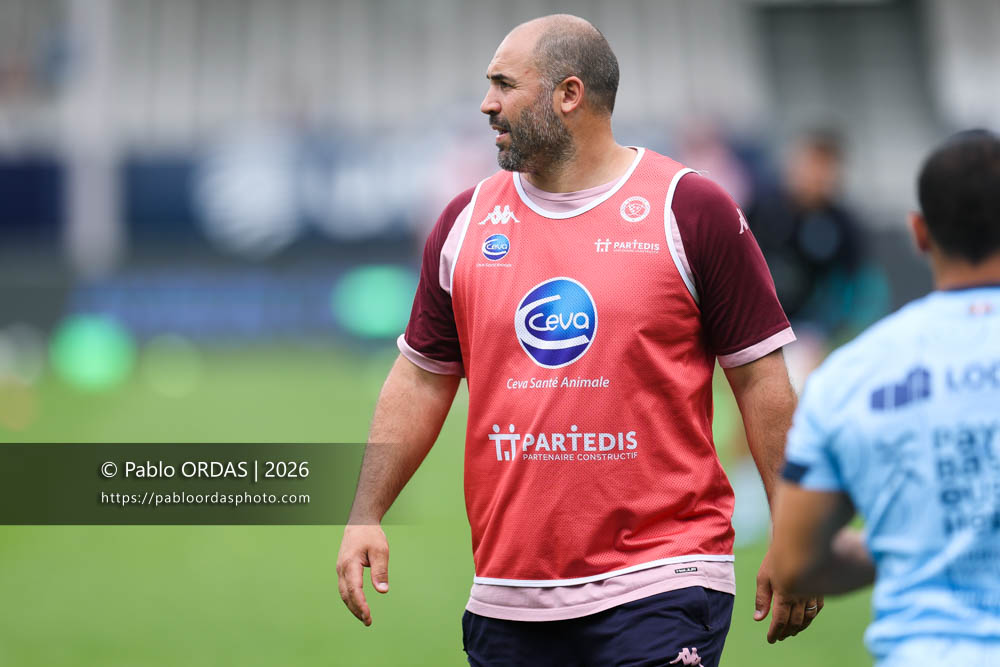 Cyril Gomes, lors du match de Top 14 entre l'Aviron bayonnais et l'Union Bordeaux Bègles, le 9 mai 2026 au stade Jean Dauger de Bayonne, France (Photo Pablo ORDAS)