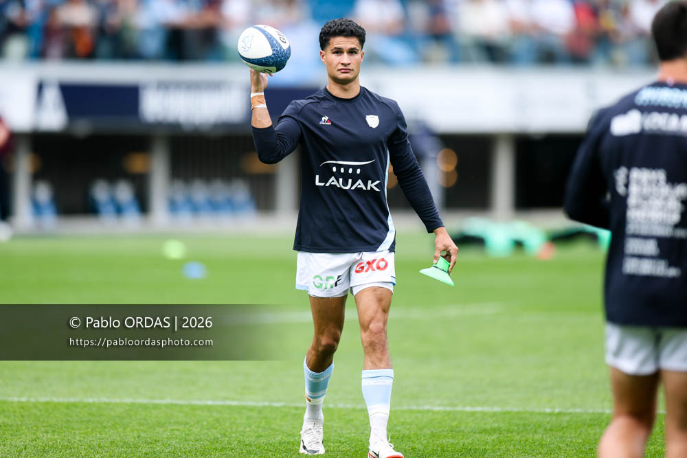 Tom Spring, lors du match de Top 14 entre l'Aviron bayonnais et l'Union Bordeaux Bègles, le 9 mai 2026 au stade Jean Dauger de Bayonne, France (Photo Pablo ORDAS)