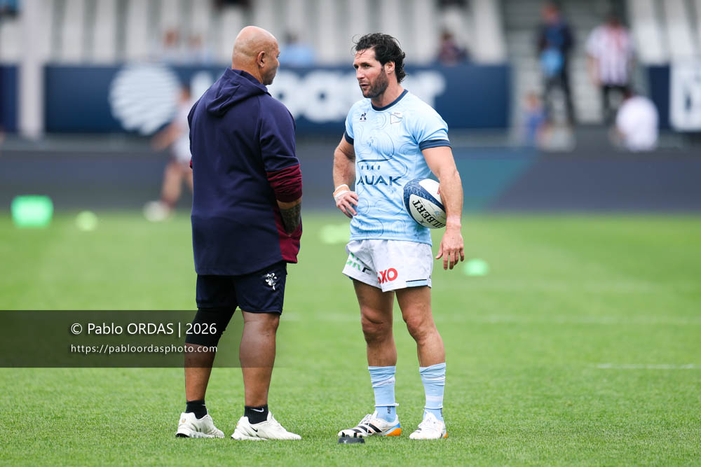 Maxime Machenaud, lors du match de Top 14 entre l'Aviron bayonnais et l'Union Bordeaux Bègles, le 9 mai 2026 au stade Jean Dauger de Bayonne, France (Photo Pablo ORDAS)