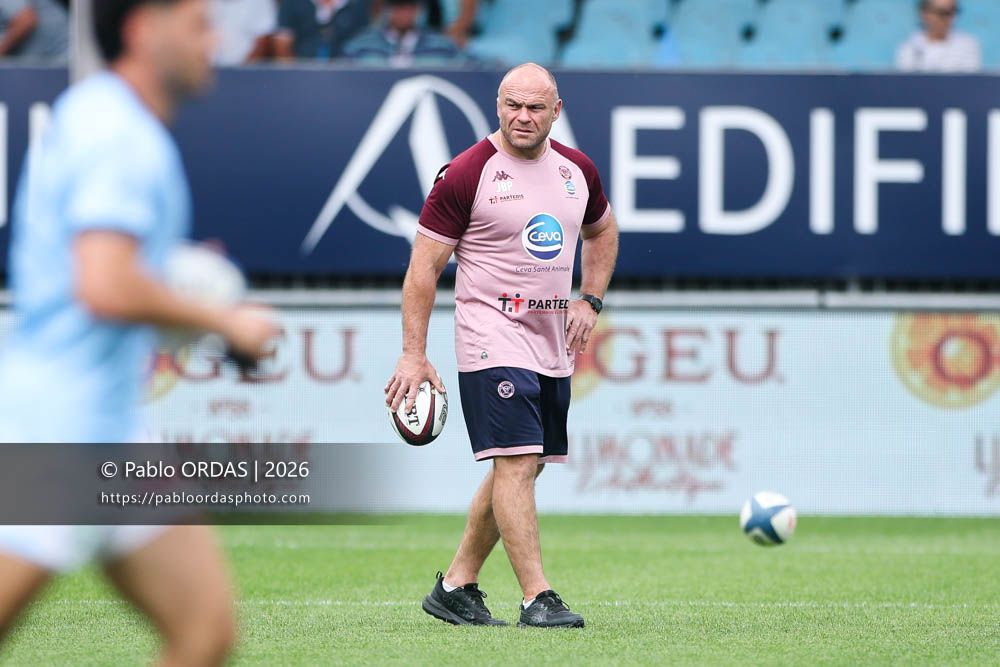 Jean-Baptiste Poux, lors du match de Top 14 entre l'Aviron bayonnais et l'Union Bordeaux Bègles, le 9 mai 2026 au stade Jean Dauger de Bayonne, France (Photo Pablo ORDAS)