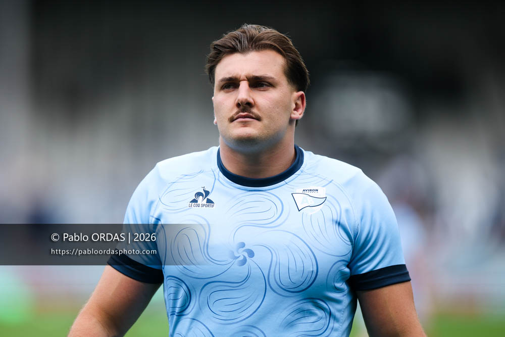 Esteban Capilla, lors du match de Top 14 entre l'Aviron bayonnais et l'Union Bordeaux Bègles, le 9 mai 2026 au stade Jean Dauger de Bayonne, France (Photo Pablo ORDAS)