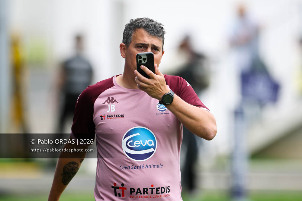 Julien Bares, lors du match de Top 14 entre l'Aviron bayonnais et l'Union Bordeaux Bègles, le 9 mai 2026 au stade Jean Dauger de Bayonne, France (Photo Pablo ORDAS)
