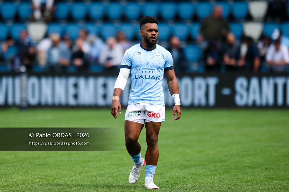Sireli Maqala, lors du match de Top 14 entre l'Aviron bayonnais et l'Union Bordeaux Bègles, le 9 mai 2026 au stade Jean Dauger de Bayonne, France (Photo Pablo ORDAS)