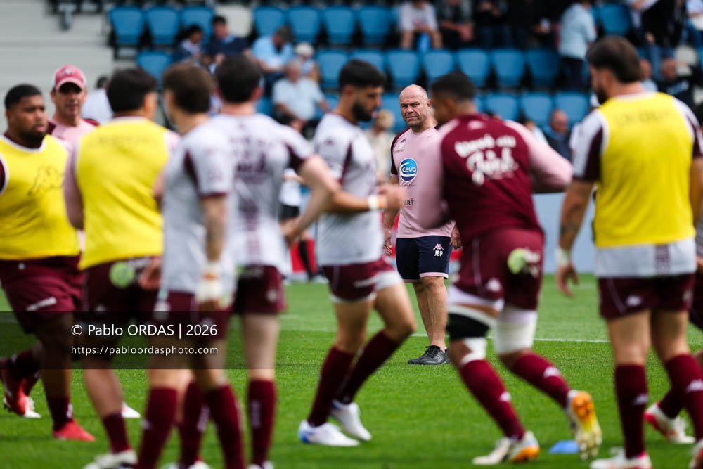Jean-Baptiste Poux, lors du match de Top 14 entre l'Aviron bayonnais et l'Union Bordeaux Bègles, le 9 mai 2026 au stade Jean Dauger de Bayonne, France (Photo Pablo ORDAS)