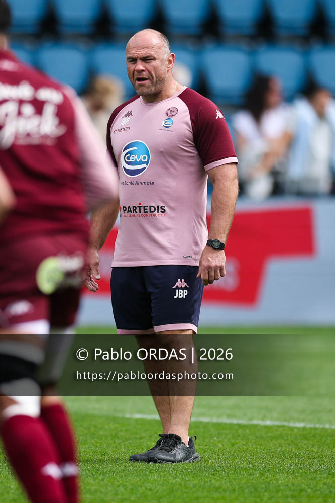 Jean-Baptiste Poux, lors du match de Top 14 entre l'Aviron bayonnais et l'Union Bordeaux Bègles, le 9 mai 2026 au stade Jean Dauger de Bayonne, France (Photo Pablo ORDAS)