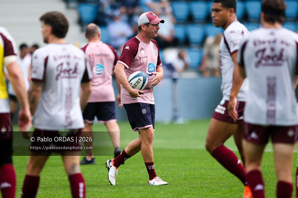 Noel McNamara, lors du match de Top 14 entre l'Aviron bayonnais et l'Union Bordeaux Bègles, le 9 mai 2026 au stade Jean Dauger de Bayonne, France (Photo Pablo ORDAS)