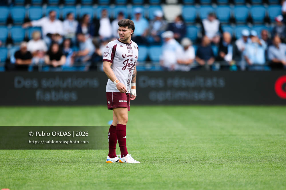 Matthieu Jalibert, lors du match de Top 14 entre l'Aviron bayonnais et l'Union Bordeaux Bègles, le 9 mai 2026 au stade Jean Dauger de Bayonne, France (Photo Pablo ORDAS)