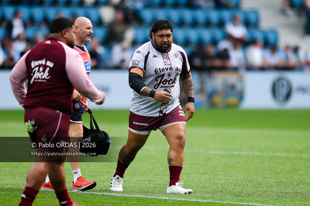 Ben Tameifuna, lors du match de Top 14 entre l'Aviron bayonnais et l'Union Bordeaux Bègles, le 9 mai 2026 au stade Jean Dauger de Bayonne, France (Photo Pablo ORDAS)
