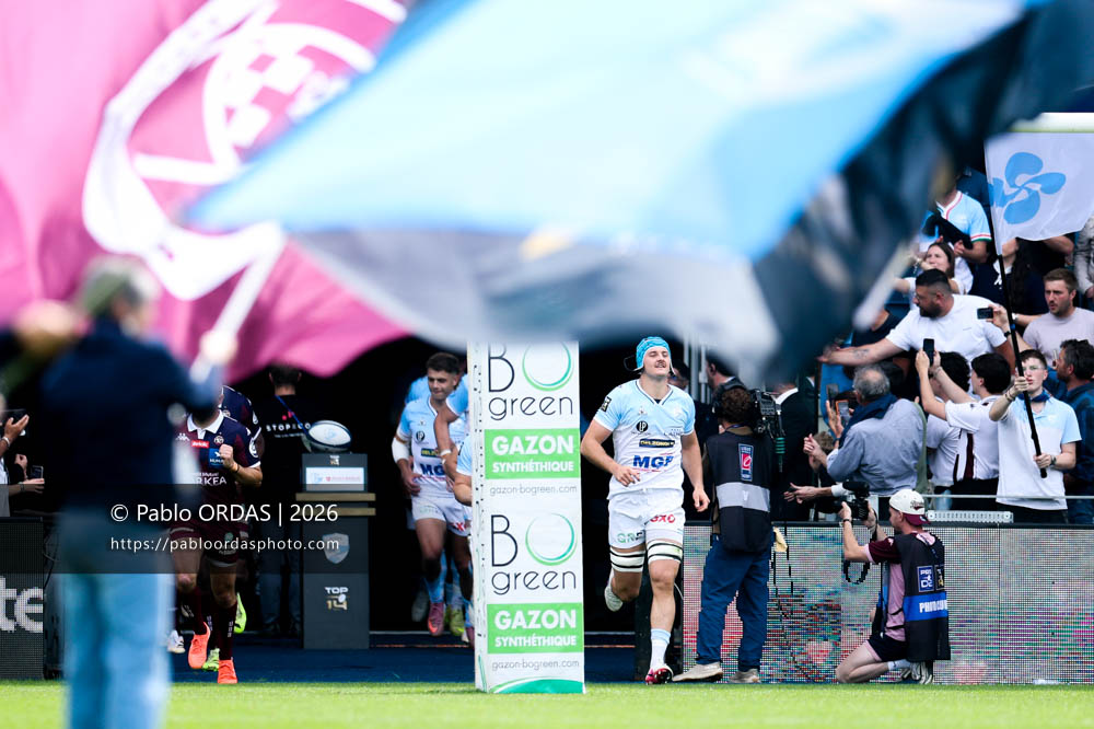 Esteban Capilla, lors du match de Top 14 entre l'Aviron bayonnais et l'Union Bordeaux Bègles, le 9 mai 2026 au stade Jean Dauger de Bayonne, France (Photo Pablo ORDAS)