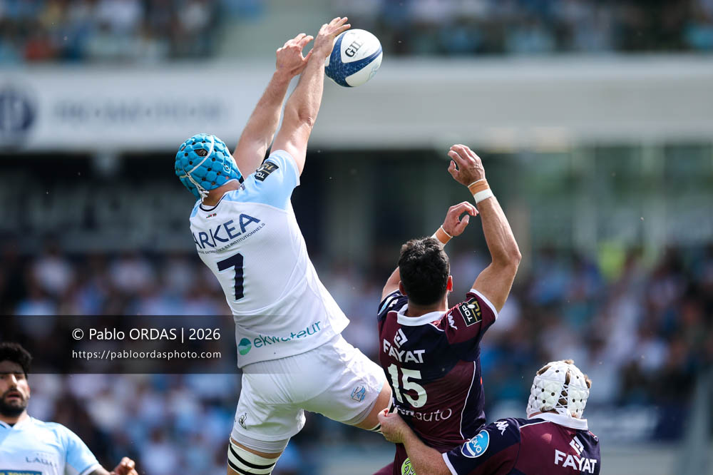 Esteban Capilla, lors du match de Top 14 entre l'Aviron bayonnais et l'Union Bordeaux Bègles, le 9 mai 2026 au stade Jean Dauger de Bayonne, France (Photo Pablo ORDAS)