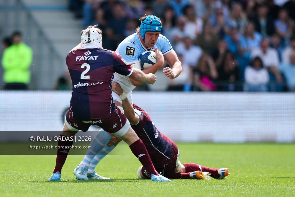 Alexander Moon, lors du match de Top 14 entre l'Aviron bayonnais et l'Union Bordeaux Bègles, le 9 mai 2026 au stade Jean Dauger de Bayonne, France (Photo Pablo ORDAS)