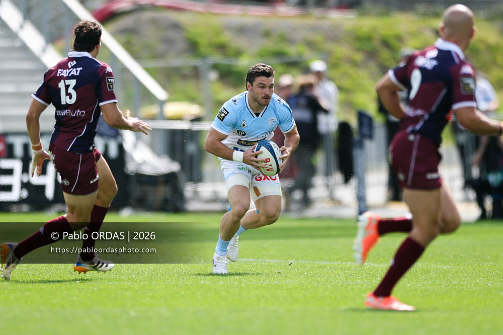 Mateo Carreras, lors du match de Top 14 entre l'Aviron bayonnais et l'Union Bordeaux Bègles, le 9 mai 2026 au stade Jean Dauger de Bayonne, France (Photo Pablo ORDAS)