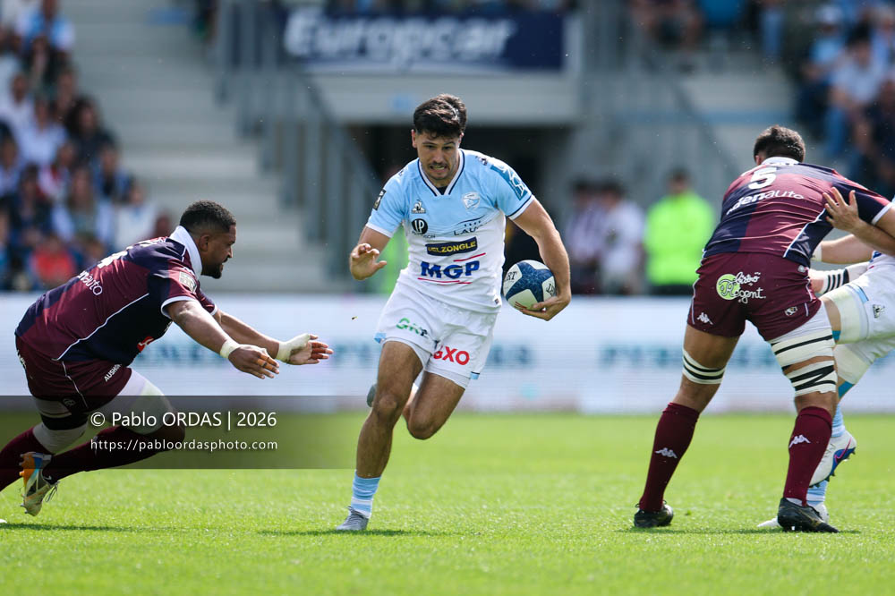 Yohan Orabé, lors du match de Top 14 entre l'Aviron bayonnais et l'Union Bordeaux Bègles, le 9 mai 2026 au stade Jean Dauger de Bayonne, France (Photo Pablo ORDAS)